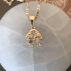 Gold Necklace Boy and Girl Charm with gold Necklace